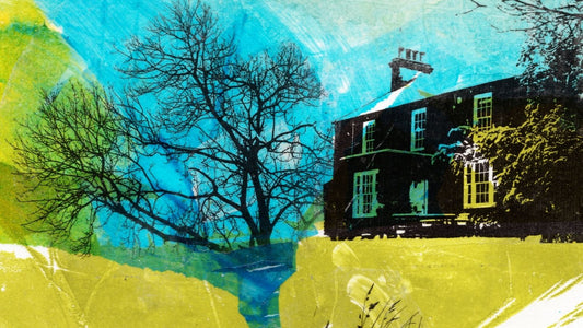 original artwork showing a home and trees