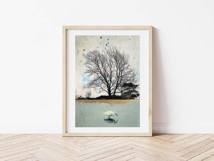 Fine Art Print, A Perfect Balance, trees, little Egret