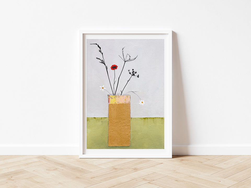 Fine Art Print, floral, vase, hedgerow flowers