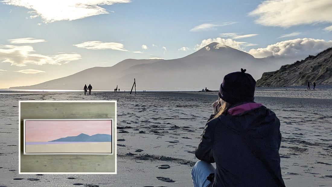 Northern Irish artist Norma Slack sharing a meditative 'Slow Sunday' moment to inspire a peaceful home sanctuary through landscape art from the Mourne Mountains.